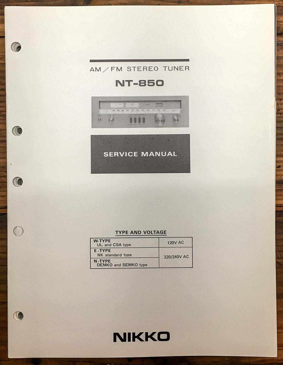 Nikko NT-850 Tuner  Service Manual *Original*