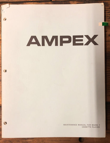 Ampex Micro 7 Cassette  Service Manual *Original*