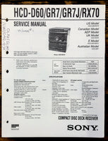 Sony HCD-D60 -GR7 -GR7J -RX70 Stereo  Service Manual *Original*