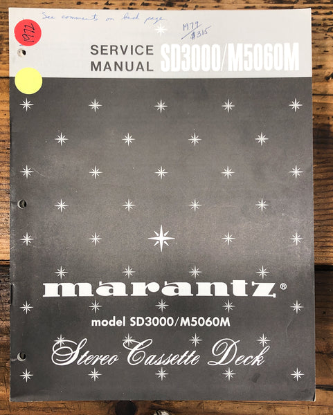 Marantz SD3000 M5060M Cassette  Service Manual *Original*