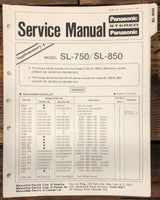 Panasonic SL-750 SL-850 Turntable Supp. Service Manual *Original*
