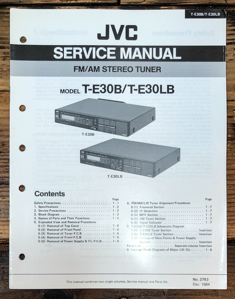 JVC T-E30B T-E30 LB Tuner Service Manual *Original*