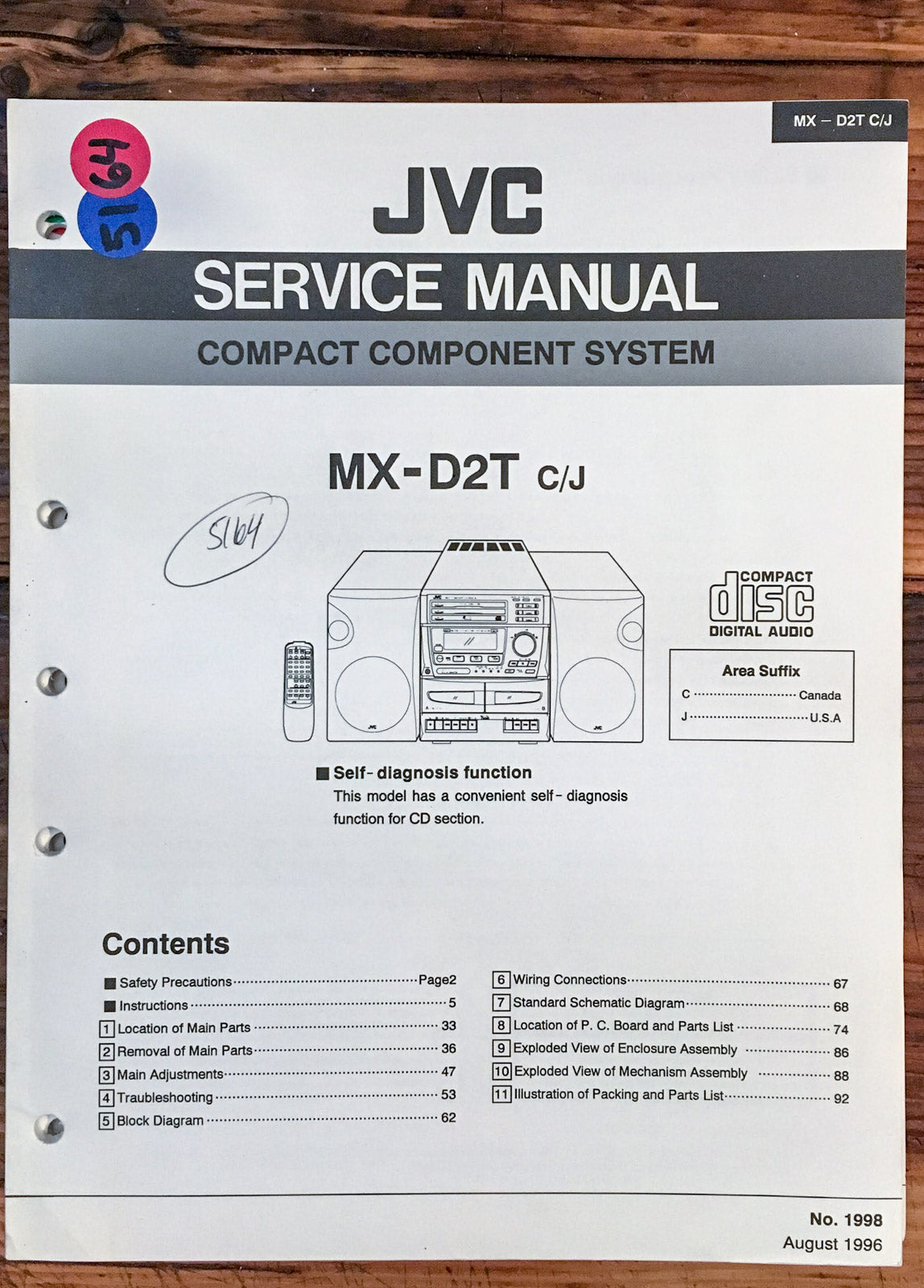 JVC MX-D2T Stereo  Service Manual *Original*
