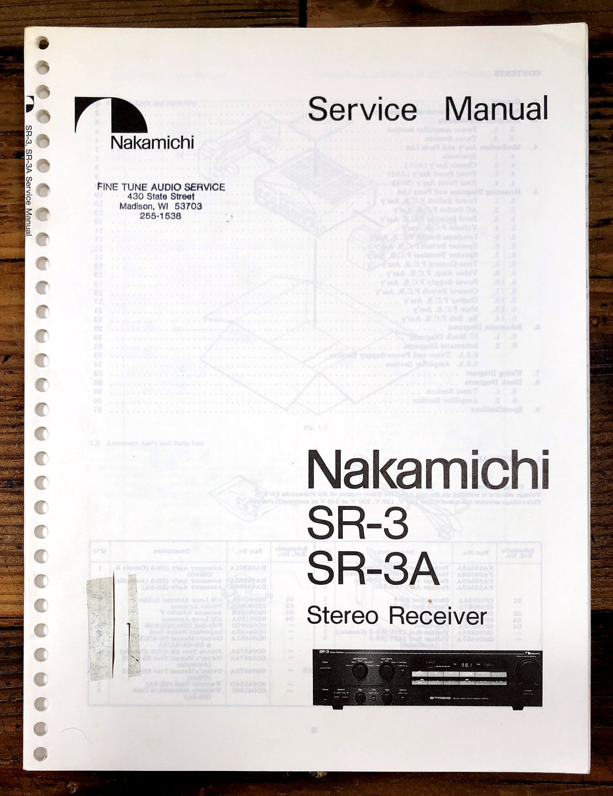 Nakamichi SR-3 SR-3A Stereo Receiver Service Manual *Original*