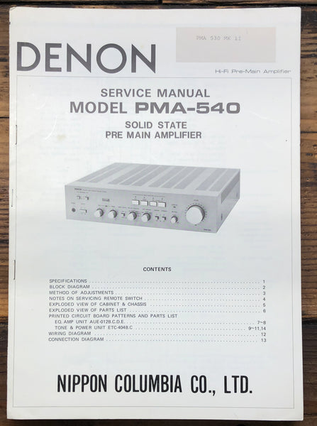 Denon PMA-540 Amplifier  Service Manual *Original*