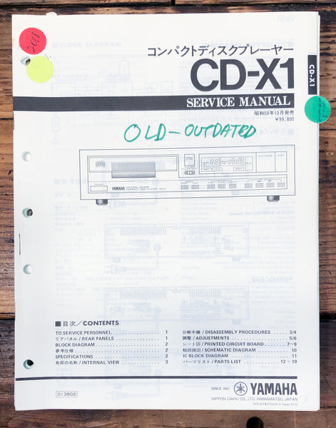 Yamaha CD-X1 CD-2 CD Player  Service Manual *Original* #3