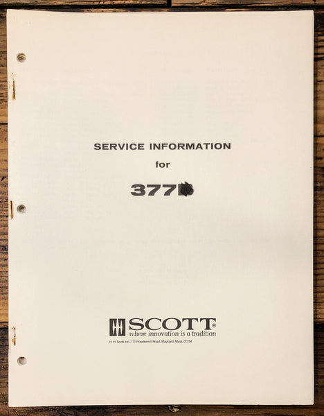 Scott Model 377 377B Receiver  Service Manual *Original*