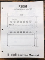 McIntosh R606 R-606 Sensor Adaptor  Service Manual *Original*