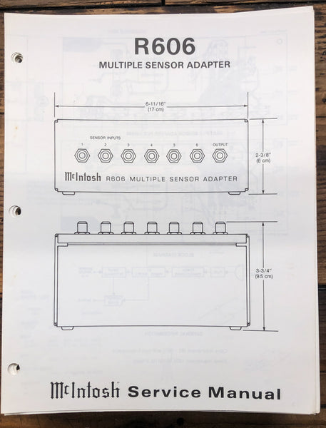 McIntosh R606 R-606 Sensor Adaptor  Service Manual *Original*