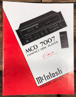 McIntosh MCD-7007 MCD 7007 CD Player  Owner / User Manual *Original*