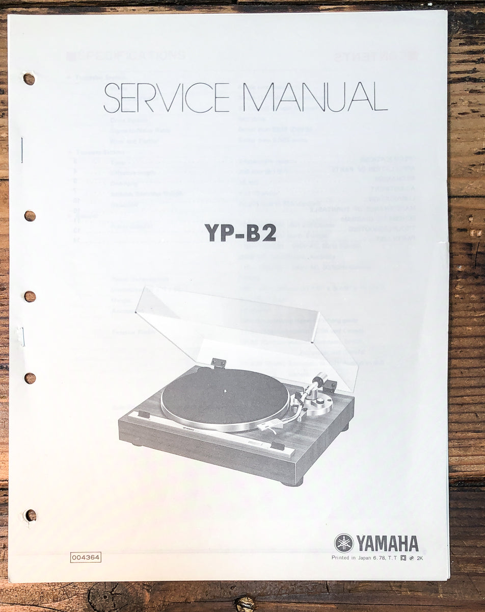 Yamaha YP-B2 Record Player / Turntable Service Manual *Original*