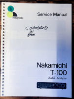 Nakamichi T-100 Audio Analyzer  Service Manual *Original*