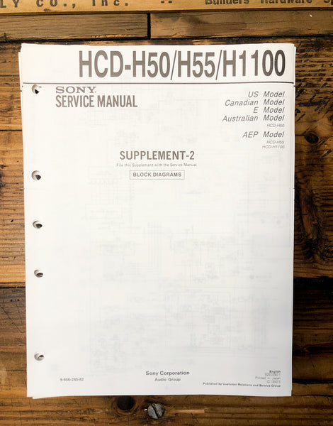 Sony HCD-H50 HCD-H55 HCD-H1100 Stereo Supp. Service Manual *Original*