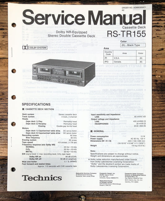 Technics RS-TR155 Cassette Service Manual *Original*