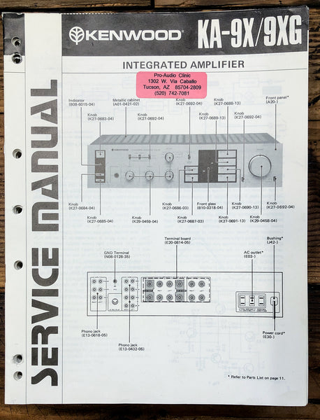 Kenwood KA-9X KA-9XG Amplifier  Service Manual *Original*