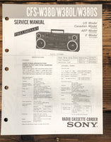 Sony CFS-W380 -W380L -W380S Radio Prelim. Service Manual *Original*