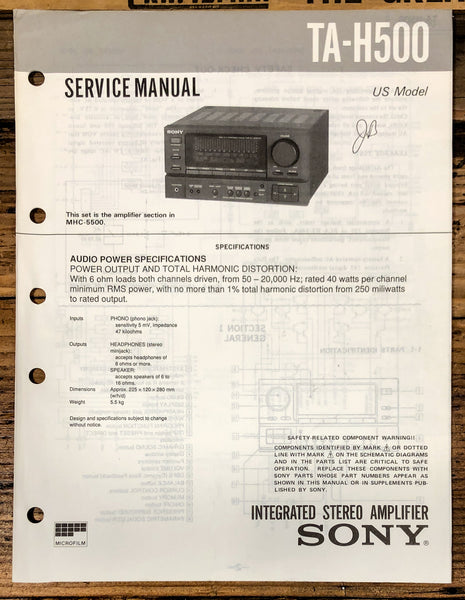 Sony TA-H500 Amplifier  Service Manual *Original*