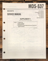 Sony MDS-S37 MD Player Supp.Service Manual *Original*