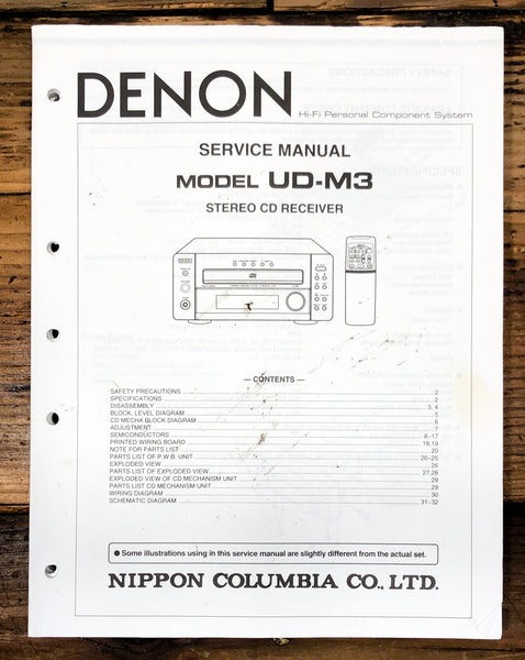 Denon UD-M3 CD Receiver  Service Manual *Original*