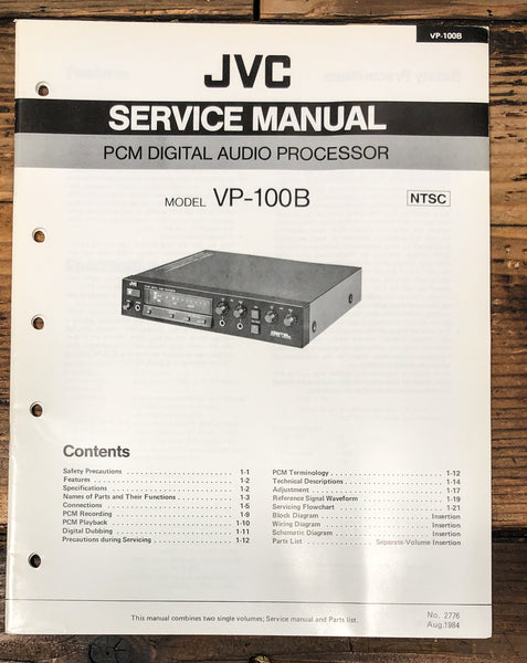 JVC VP-100B PCM Processor Service Manual *Original*