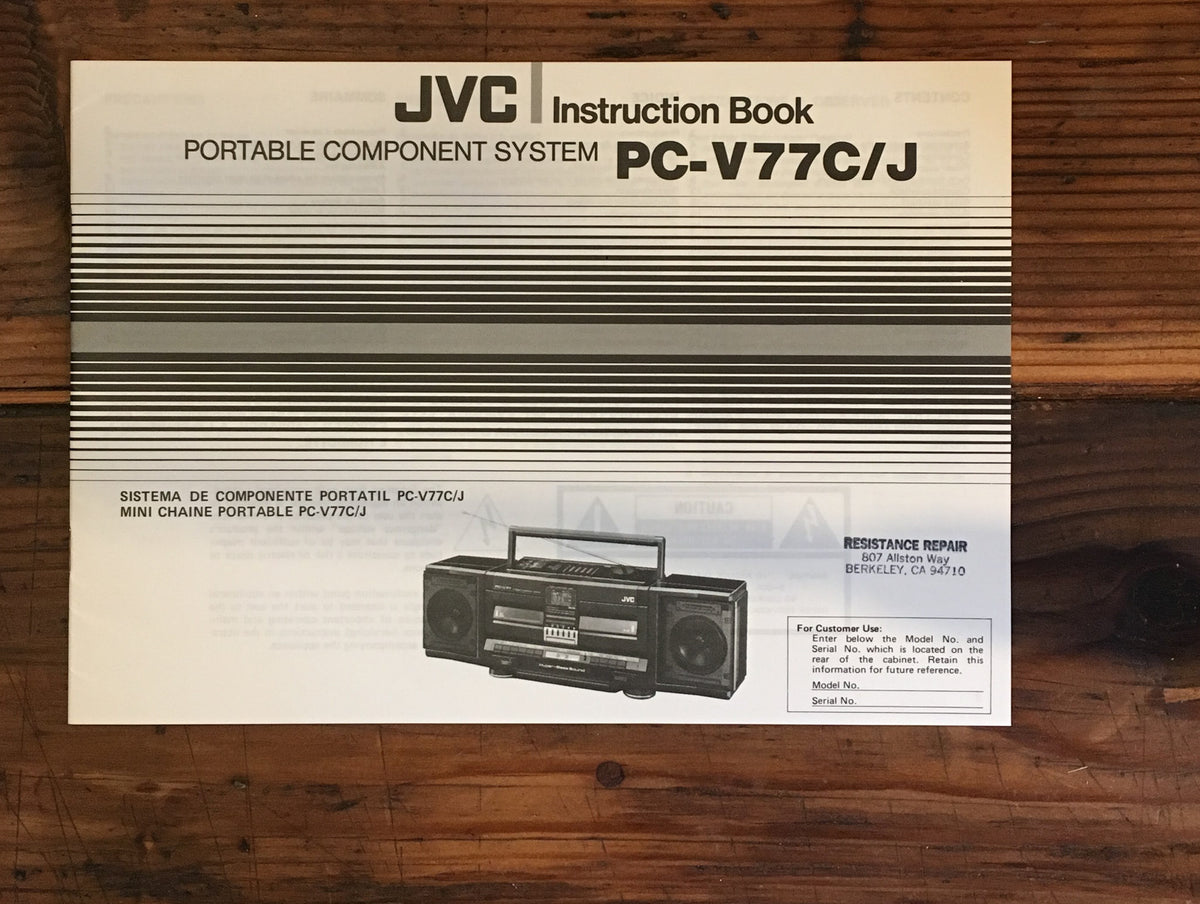JVC PC-V77 Stereo Service Manual *Original*