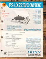 Sony PS-LX22 Record Player / Turntable  Service Manual *Original*