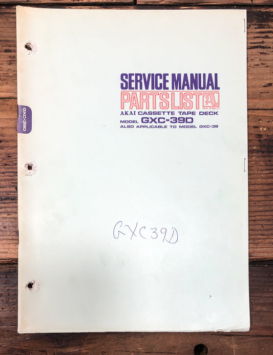 Akai GXC-39D Cassette Service Manual *Original*