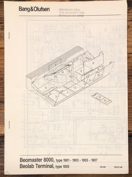 Bang Olufsen B&O Beomaster 8000 Beolab Terminal Receiver Service Manual *Orig*