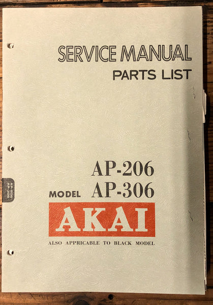 Akai AP-206 AP-306 Record Player / Turntable  Service Manual *Original*