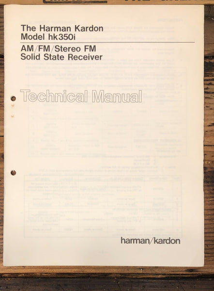 Harman Kardon HK350i HK-350i Receiver  Service Manual *Original*