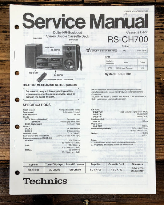 Technics RS-CH700 Cassette Service Manual *Original*