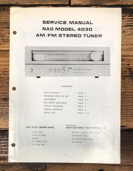 NAD Model 4030 Tuner Service Manual *Original*