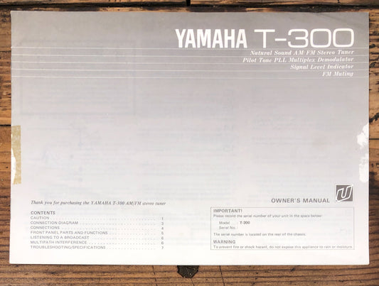 Yamaha T-300 Tuner  Owner / User Manual *Original*