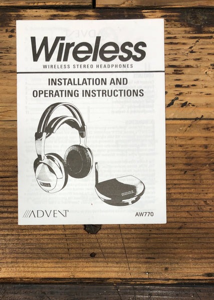 Advent AW770 Headphones Owners / User Manual *Original*