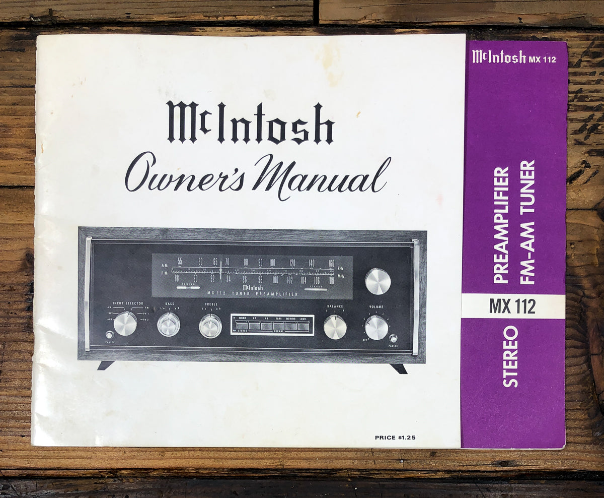 McIntosh MX 112 MX-112 Preamp / Preamplifier Owners / User Manual *Original*