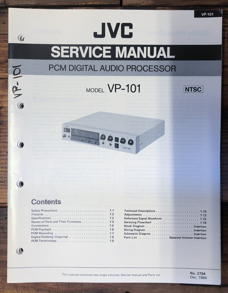 JVC VP-101 Processor  Service Manual *Original*