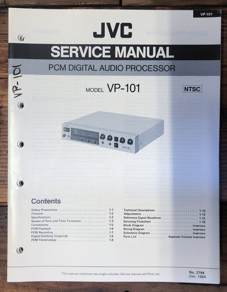 JVC VP-101 Processor  Service Manual *Original*