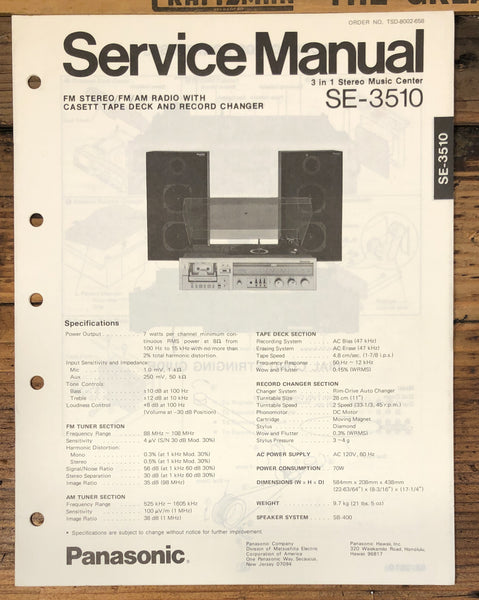 Panasonic SE-3510 Stereo Service Manual *Original*