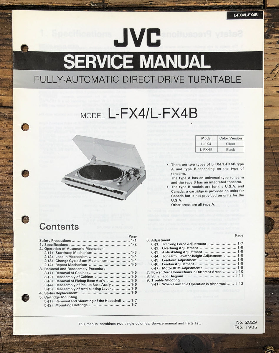 JVC L-FX4 L-FX4B Record Player / Turntable Service Manual *Original*