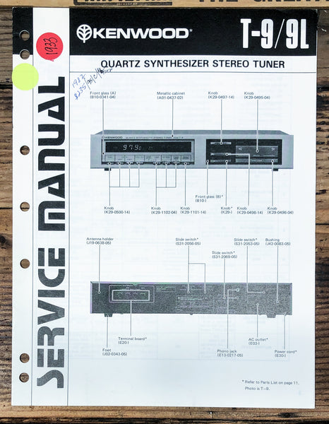 Kenwood T-9 T-9L Tuner  Service Manual *Original*