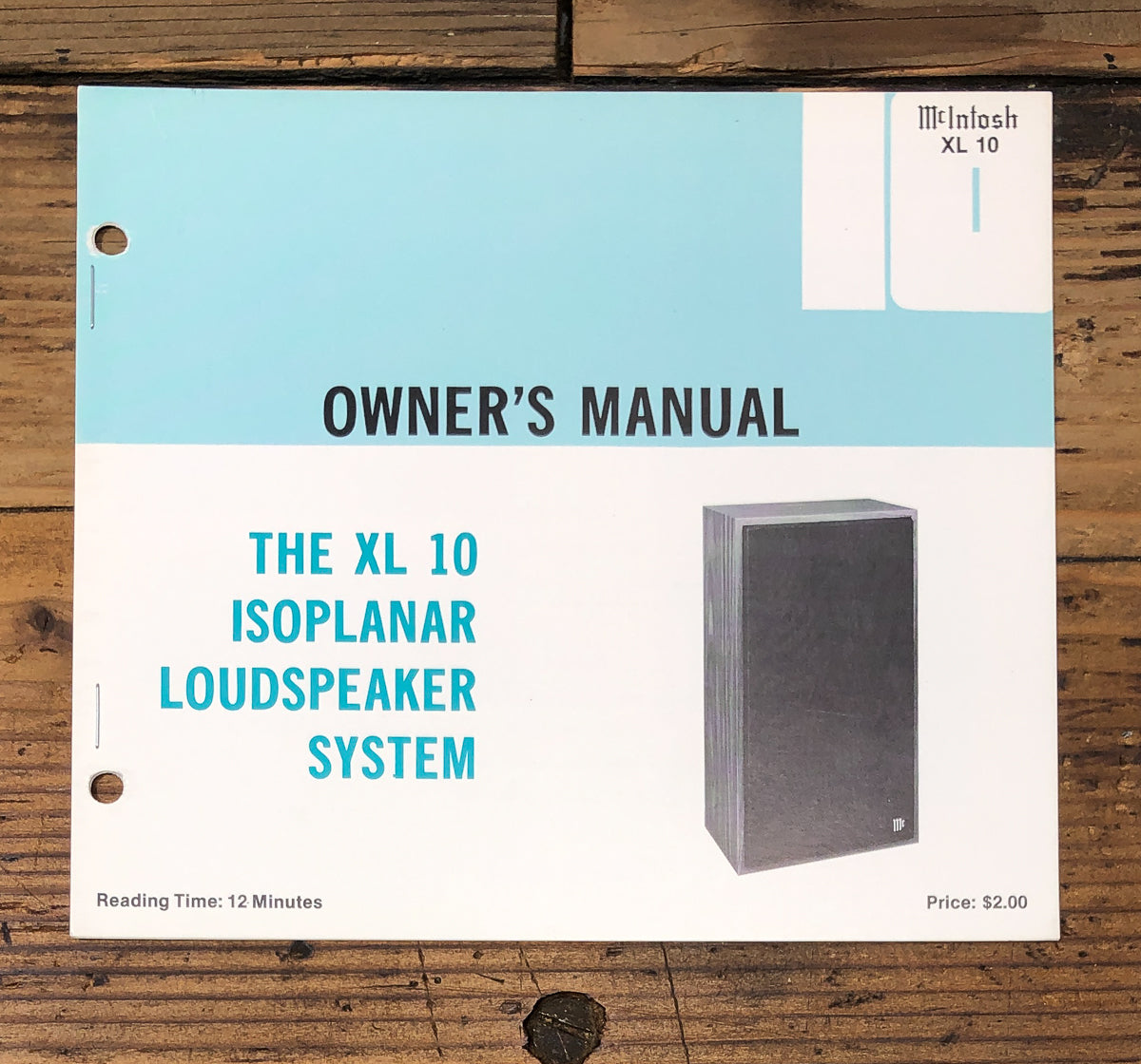 McIntosh XL-10 Speaker Owners / User Manual *Original*