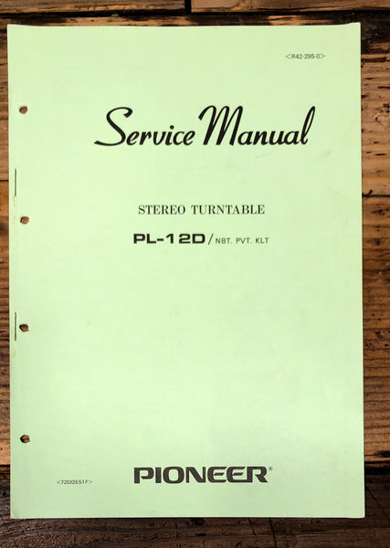 Pioneer PL-12D Record Player / Turntable  Service Manual *Original*