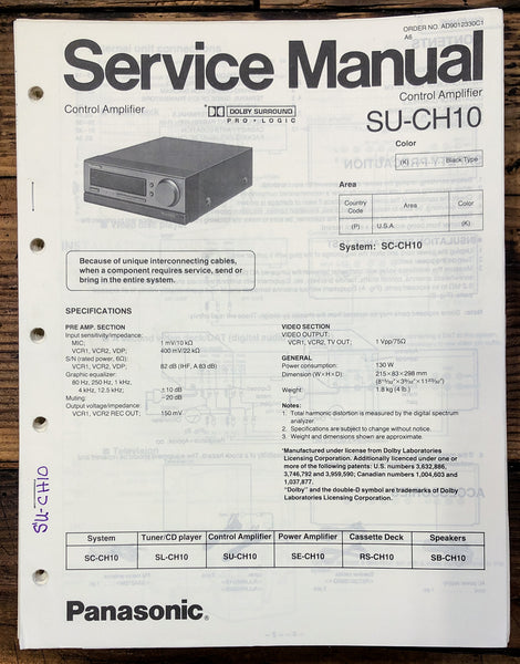 Panasonic SU-CH10 Amplifier  Service Manual *Original*