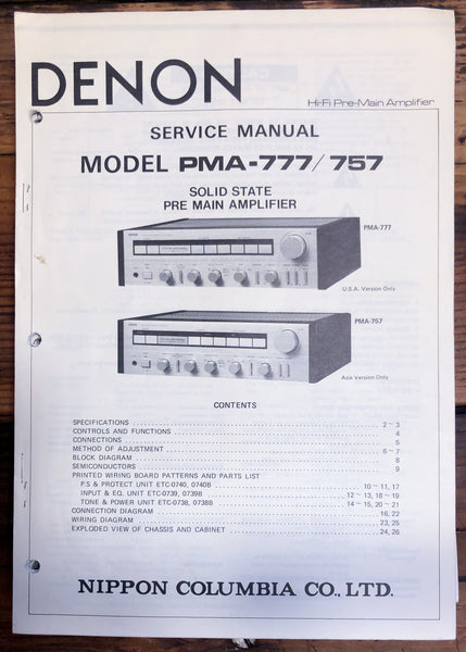 Denon PMA-757 PMA-777 Preamp / Preamplifier  Service Manual *Original*