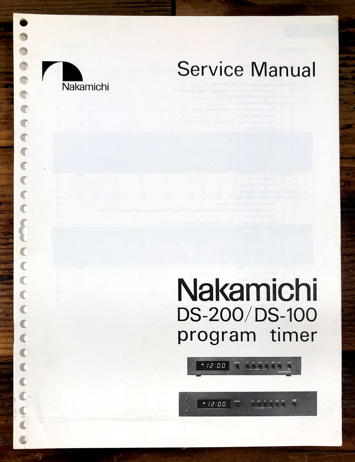 Nakamichi DS-200 DS-100 Program Timer Service Manual *Original*