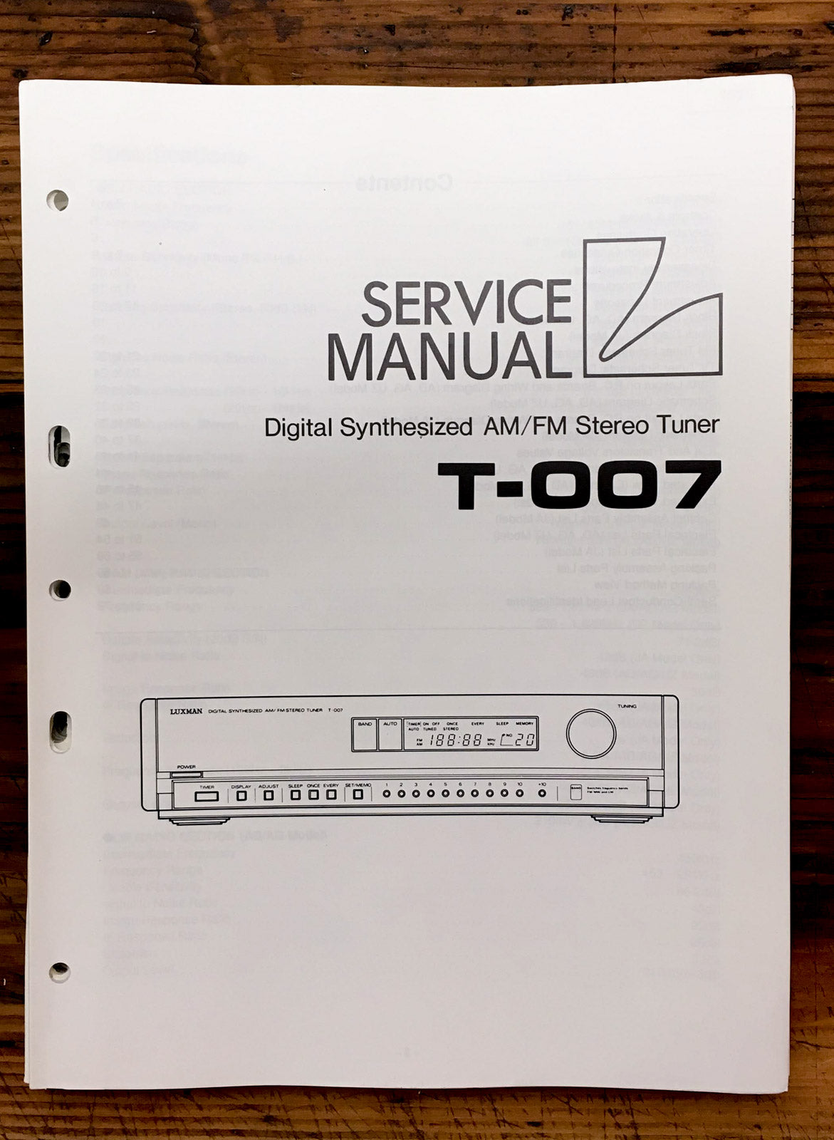 Luxman T-007 Tuner  Service Manual *Original*