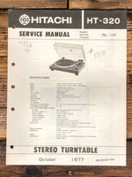 Hitachi HT-320 Record Player / Turntable  Service Manual *Original*