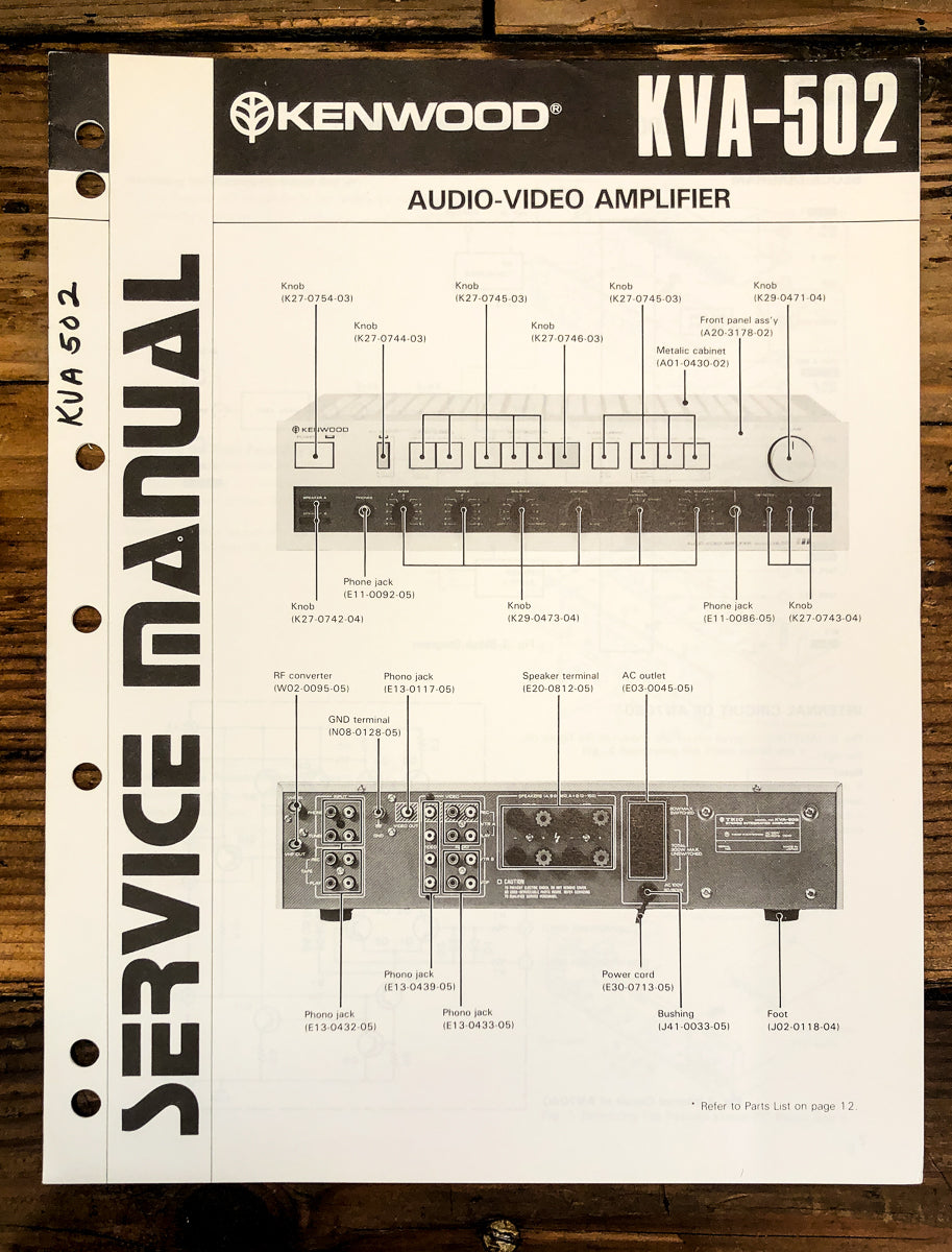 Kenwood KVA-502 AV Amplifier Service Manual *Original*