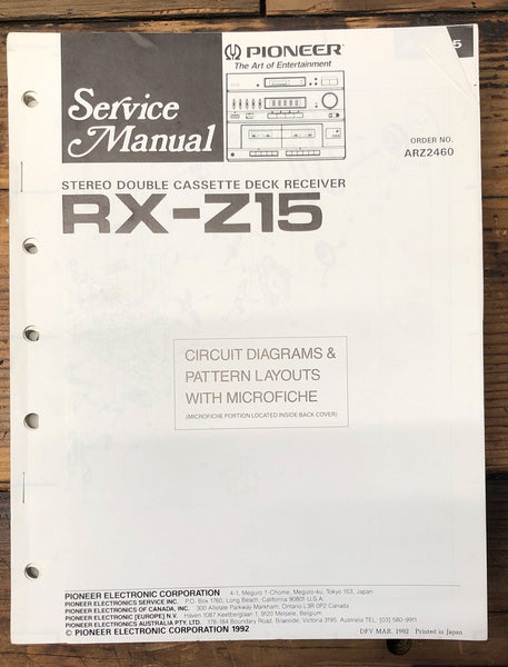 Pioneer RX-Z15 Receiver  Service Manual *Original*