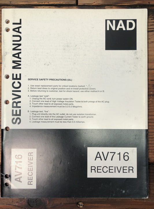 NAD AV716 AV 716 Receiver Service Manual *Original*
